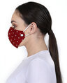 Shop Pack of 2, 3-Ply Red & White Polka Dot Printed Rayon Fabric Fashion Mask-Full