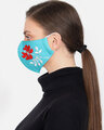 Shop 3 Ply Reusable Aqua & Multi Embroidered Cotton Fabric Fashion Mask-Design