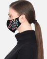 Shop 3 Ply Reusable Black & Multi Floral Leaf Block Painted Poly Cotton Fabric Fashion Mask-Design