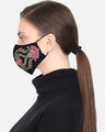 Shop 3 Ply Reusable Black & Pink Embroidered Cotton Fabric Fashion Mask-Design