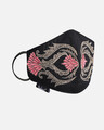 Shop 3 Ply Reusable Black & Pink Embroidered Cotton Fabric Fashion Mask-Full