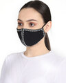 Shop Pack of 2 3-Ply Reusable Black & White Embroidered Cotton Fabric Fashion Mask-Full