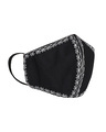 Shop Pack of 2 3-Ply Reusable Black & White Embroidered Cotton Fabric Fashion Mask
