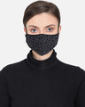 Shop 3 Ply Reusable Black Embellished Cotton Fabric Fashion Mask-Front