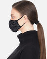 Shop 3 Ply Reusable Black Embellished Cotton Fabric Fashion Mask-Design