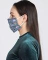 Shop 3 Ply Reusable Blue & Multi Embroidered Cotton Fabric Fashion Mask-Design