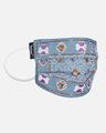 Shop 3 Ply Reusable Blue & Multi Embroidered Cotton Fabric Fashion Mask-Full