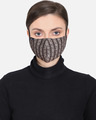Shop 3 Ply Reusable Brown Striped Woolen Fabric Fashion Mask-Front