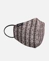 Shop 3 Ply Reusable Brown Striped Woolen Fabric Fashion Mask-Full