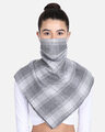 Shop 3 Ply Reusable Grey & White Checkered Acrowool Scarf Style Fashion Mask-Front