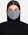 Shop 3 Ply Reusable Grey Ogee Patterned Woolen Fabric Fashion Mask-Front