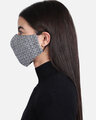 Shop 3 Ply Reusable Grey Ogee Patterned Woolen Fabric Fashion Mask-Design