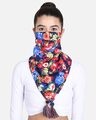 Shop 3 Ply Reusable Navy & Multi Floral Printed Poly Cotton Scarf Style Fashion Mask-Front