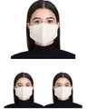 Shop Pack of 3, 3-Ply Reusable Off White Cotton Fabric Fashion Mask-Front