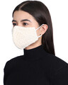Shop Pack of 3, 3-Ply Reusable Off White Cotton Fabric Fashion Mask-Design
