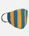 Shop 3 Ply Reusable Orange & Navy Crochet Handmade Acrowool Fabric Fashion Winter Mask-Front