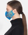 Shop 3 Ply Reusable Rayon Blue & Multi Floral Leaf Block Painted Poly Cotton Fabric Mask-Design