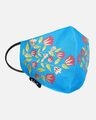 Shop 3 Ply Reusable Rayon Blue & Multi Floral Leaf Block Painted Poly Cotton Fabric Mask-Full
