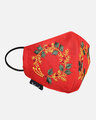 Shop 3 Ply Reusable Red & Multi Embroidered Cotton Fabric Fashion Mask-Full