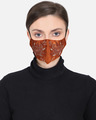 Shop 3 Ply Reusable Tan Paisley Embellished Art Silk Fabric Fashion Mask-Front