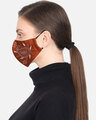 Shop 3 Ply Reusable Tan Paisley Embellished Art Silk Fabric Fashion Mask-Design