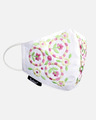 Shop 3 Ply Reusable White & Multi Embroidered Cotton Fabric Fashion Mask-Front
