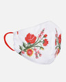 Shop 3 Ply Reusable White & Multi Floral Embroidered Cotton Fabric Fashion Mask-Design