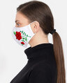 Shop 3 Ply Reusable White & Multi Floral Embroidered Cotton Fabric Fashion Mask-Design