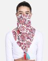 Shop 3 Ply Reusable White & Multi Floral Printed Poly Cotton Scarf Style Fashion Mask-Front
