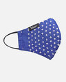 Shop 3 Ply Royel Blue & White Cotton Embroidered Fabric Fashion Mask-Full