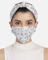 Shop 3 Ply White & Blue Floral Printed Cotton Fabric Fashion Hairband, Mask & Scrunchie Combo-Front