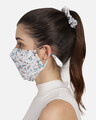 Shop 3 Ply White & Blue Floral Printed Cotton Fabric Fashion Hairband, Mask & Scrunchie Combo-Design