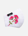 Shop 3 Ply White & Pink Cotton Floral Embroidered Fabric Fashion Mask-Design