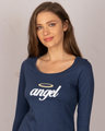 Shop Angel Halo Scoop Neck Full Sleeve T-Shirt-Front