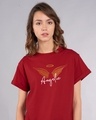 Shop Angelic Wings Gold Print Boyfriend T-Shirt-Front