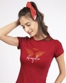 Shop Angelic Wings Gold Print Half Sleeve T-Shirt-Front