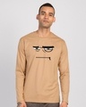 Shop Angry Zip Full Sleeve T-Shirt Dusty Beige-Front