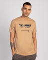 Shop Angry Zip Half Sleeve T-Shirt - Dusty Beige-Front