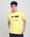 Shop Angry Zip Half Sleeve T-Shirt-Pastel Yellow-Front