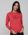 Shop Women's Red Anonymous Faces Graphic Printed Sweater-Front