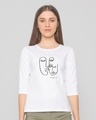 Shop Anonymous Faces Women's Printed Round Neck 3/4 Sleeve T-Shirt-Front
