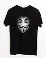 Shop Anonymous Fawkes Mask Half Sleeve T-Shirt-Front