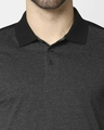 Shop Men's Anthra Melange & Black Color Block Polo T-shirt