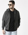 Shop Men's Grey Zipper Hoodie-Front