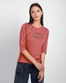 Shop Antisocial Butterfly Round Neck 3/4 Sleeve T-Shirt Ginger Spice-Front