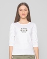 Shop Antisocial Butterfly Round Neck 3/4 Sleeve T-Shirt White-Front