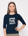 Shop Apna Time Ayega Round Neck 3/4th Sleeve T-Shirt-Front