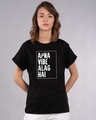 Shop Apna Vibe Alag Hai Boyfriend T-Shirt-Front