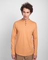 Shop Apricot Orange Full Sleeve Henley T-Shirt-Front