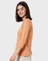 Shop Apricot Orange Round Neck 3/4th Sleeve T-Shirt-Full